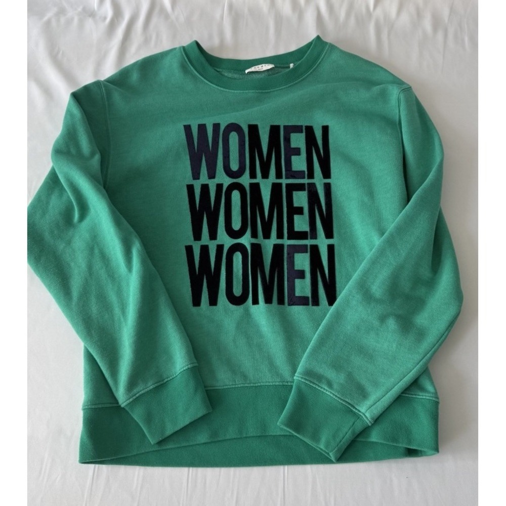 Sandro Paris Green Graphic Sweatshirt Women Crewneck Designer Pullover M